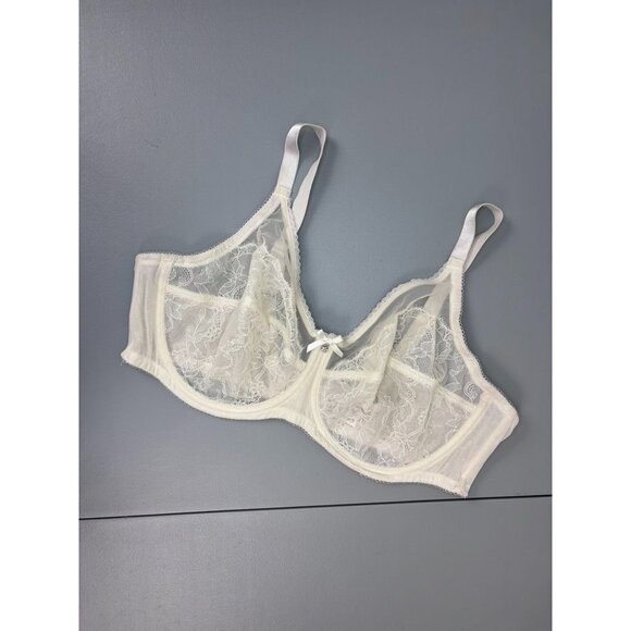 Wacoal women's 42D ivory retro chic full figure underwire bra unlined lace - Picture 1 of 5